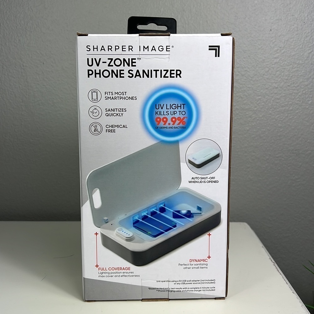 NIB Sharper Image UV Phone Sanitizer UV Zone Essentials Sanitize Charger